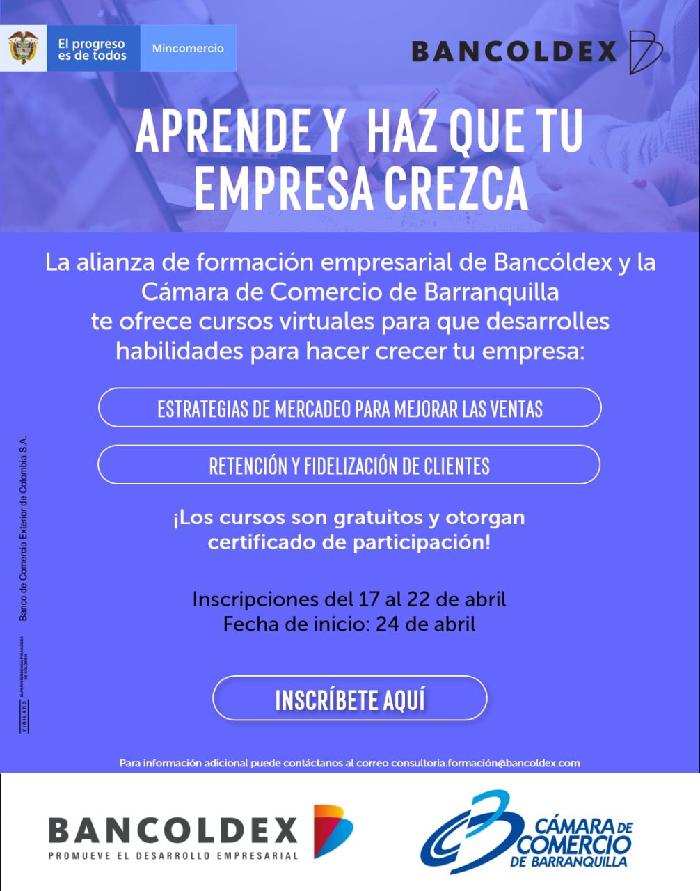 Imagen inscripcion cursos Bancoldex CCB