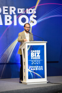 Manuel Fernández, Presidente de la Cámara de Comercio de Barranquilla, durante su presentación en el Caribe BIZ Forum 2021