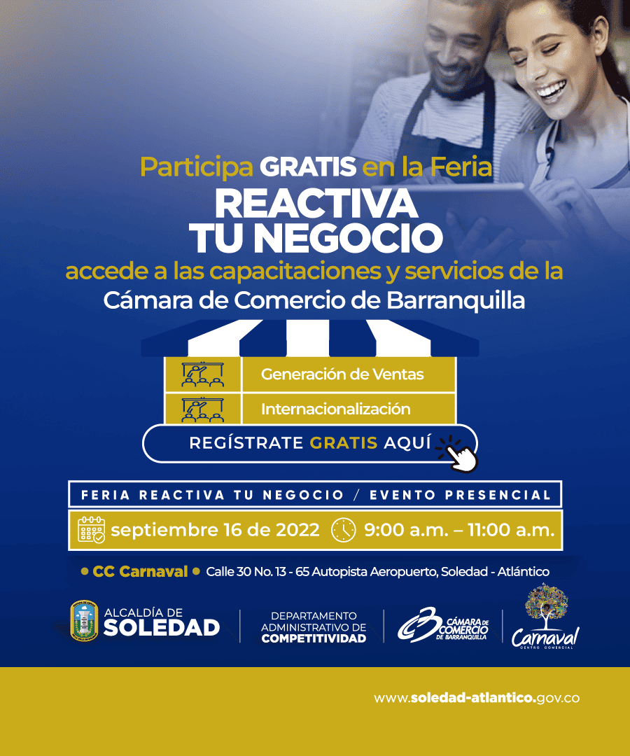 Arte-Feria-Reactiva-tu-Negocio-CCB-Soledad-Carnaval Imagen feria reactiva tu negocio Cámara de comercio de Soledad